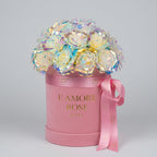 GALAXY ROSES IN A PINK BOX